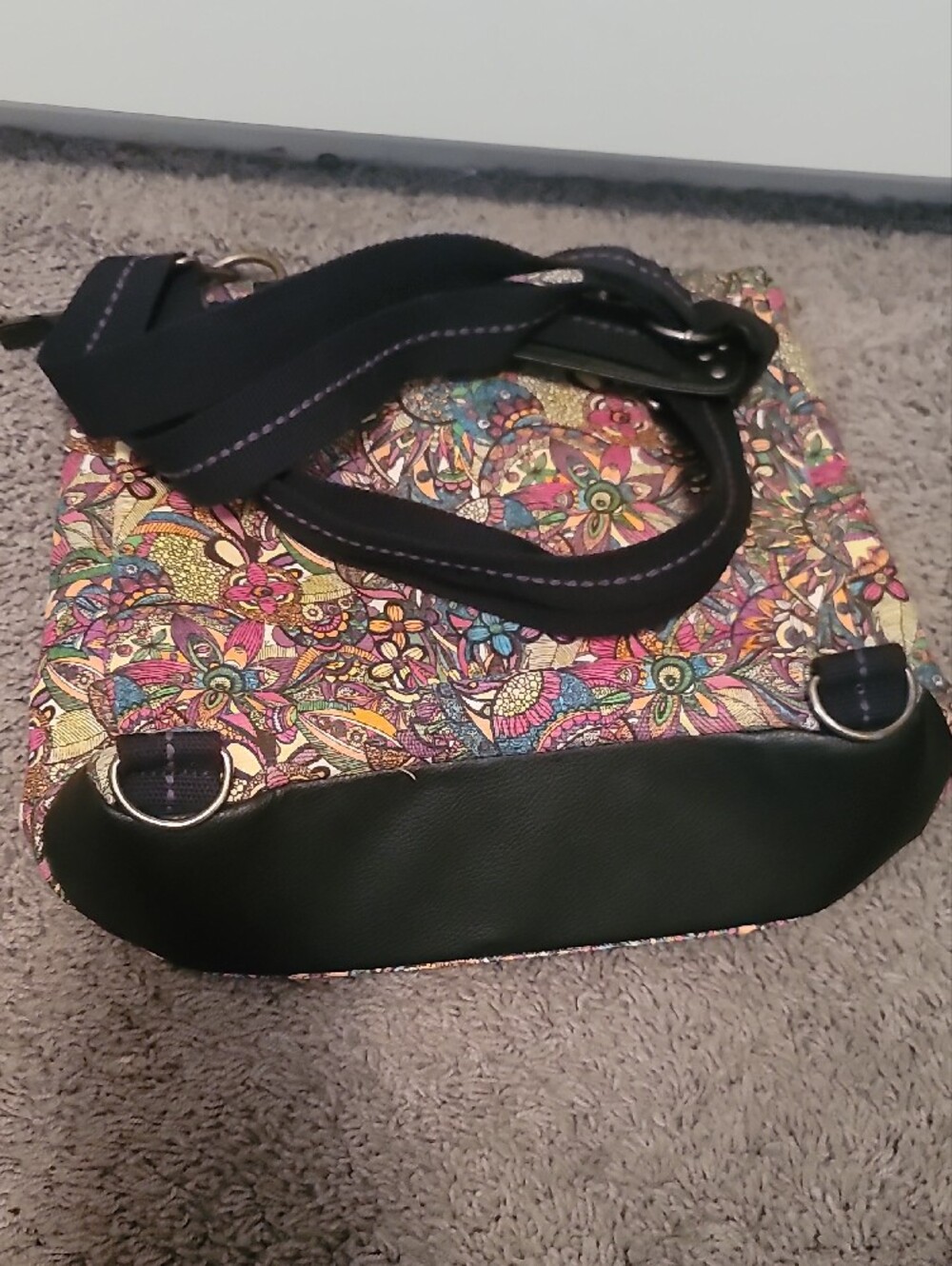 Sakroots Multicolor Floral Canvas Satchel with Black Straps - Picture 4 of 6